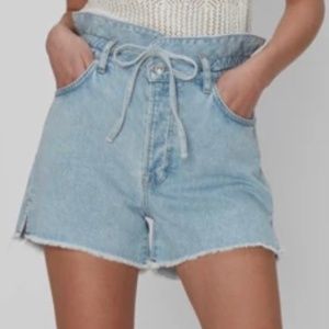 7 for all Mankind Women's Paperbag Short Sz 23 Blue Tuberose NEW